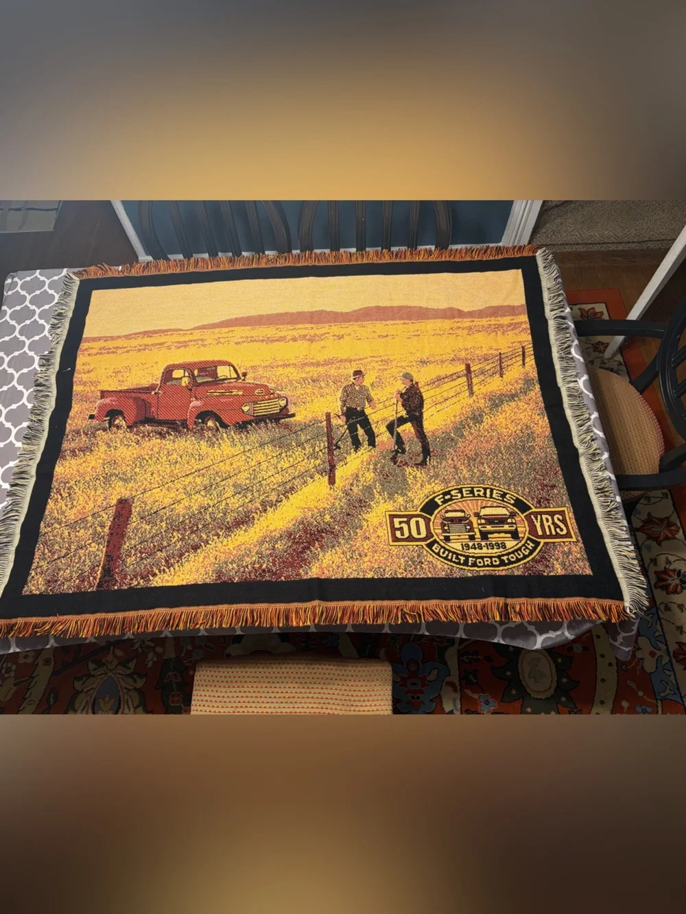 Vintage Style Red Truck Woven Throw Blanket - 50 Years Tribute 52”x42”